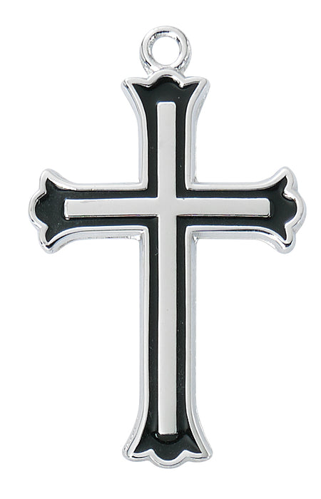 Sterling Silver Cross with Black Boxed - L9252