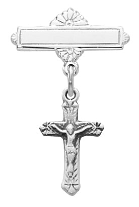Sterling Crucifix Baby Pin Boxed - 466L