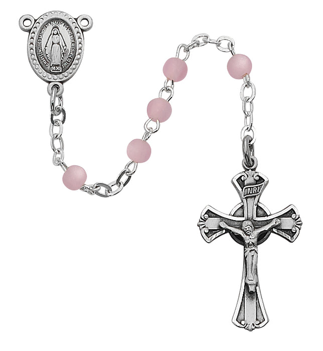Pink Glass Youth Rosary Boxed - 201D-PKG