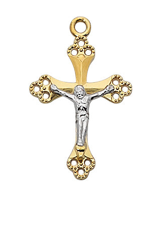 Gold over Sterling Two Tone Crucifix Pendant - JT9155