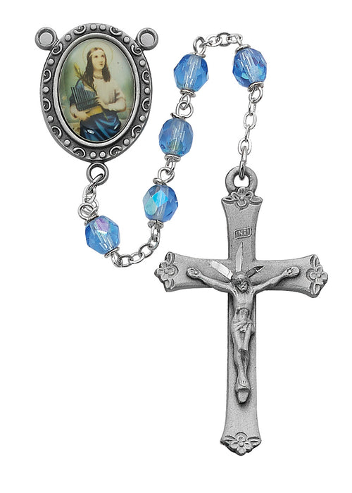 Blue St Cecelia Rosary Boxed - R187DF