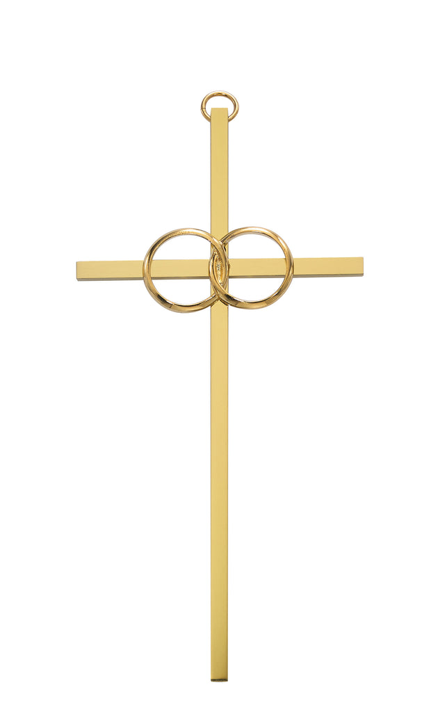 10" Polished Brass Cross with Plated Rings - 71-51001