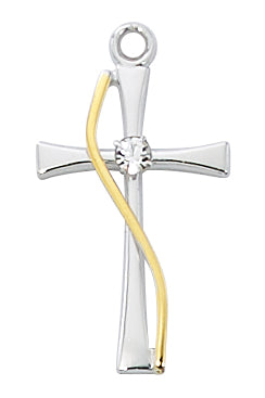 Sterling Two-Tone Cross Pendant Boxed - L9200