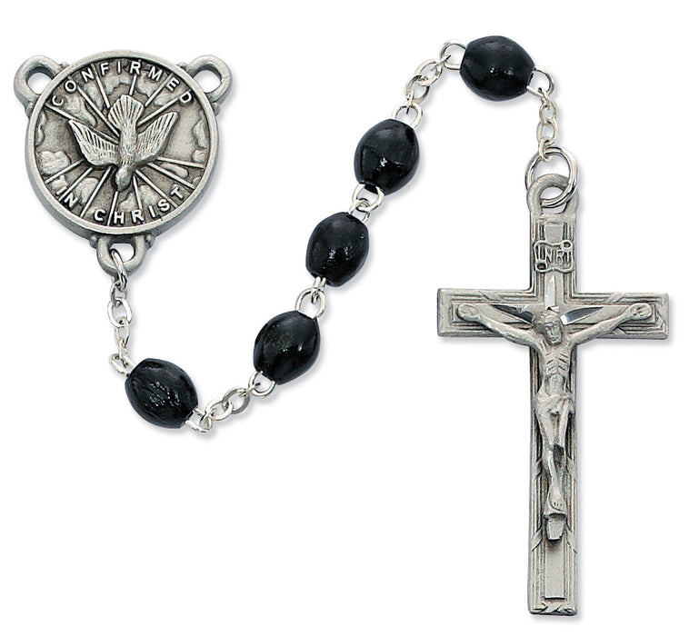 Black Wood Holy Spirit Rosary Boxed - R447DF