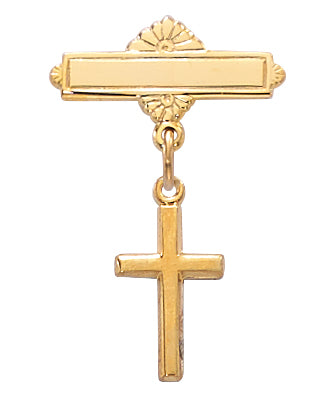 Gold on Sterling Cross Baby Pin Boxed - 435J