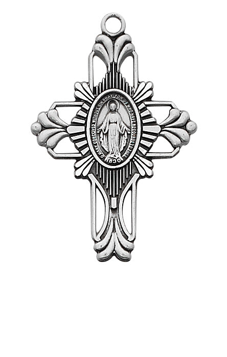 Sterling Silver Miraculous Cross Pendant - L678