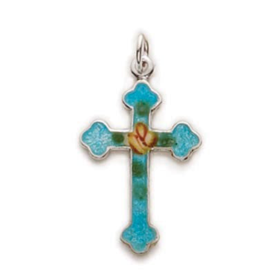 Sterling Silver Cross with Blue Boxed - L9253