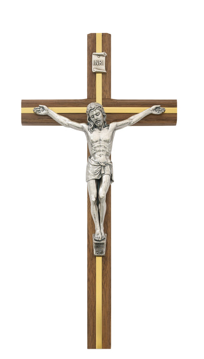 10 in. Walnut Stain Crucifix Boxed - 80-40