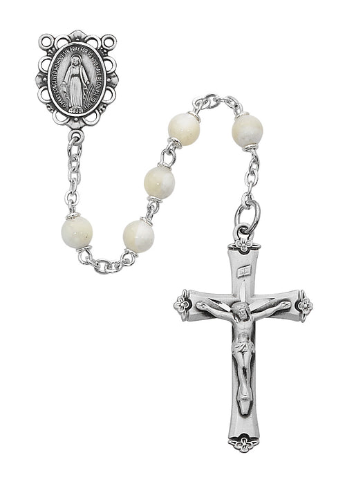Genuine Mother of Pearl Rosary Boxed - R389RF