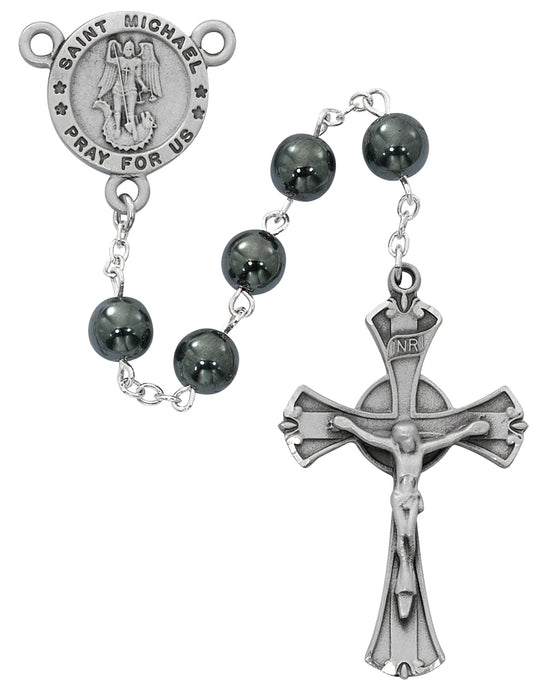 Hematite St Michael Rosary  - R879F