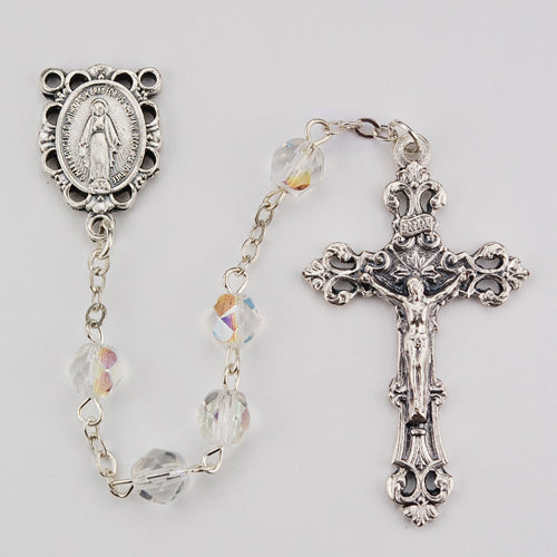 Aurora Glass April Rosary Boxed - R391-CRG