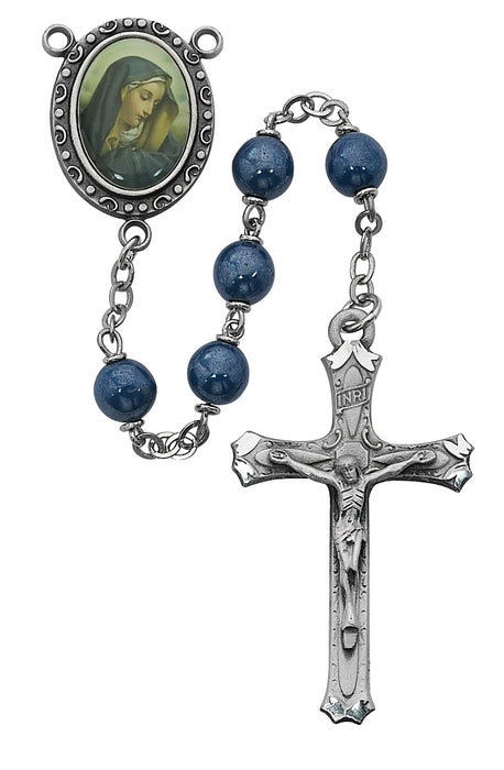Blue Lady of Sorrows Rosary Boxed - R160DF