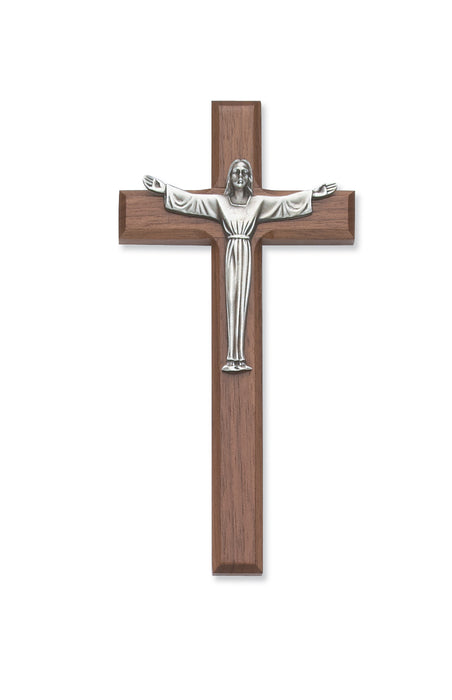 7 in. Walnut Stain Risen Crucifix Boxed - 80-113