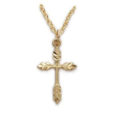 Gold over Sterling Silver Wheat Cross Boxed - J9250