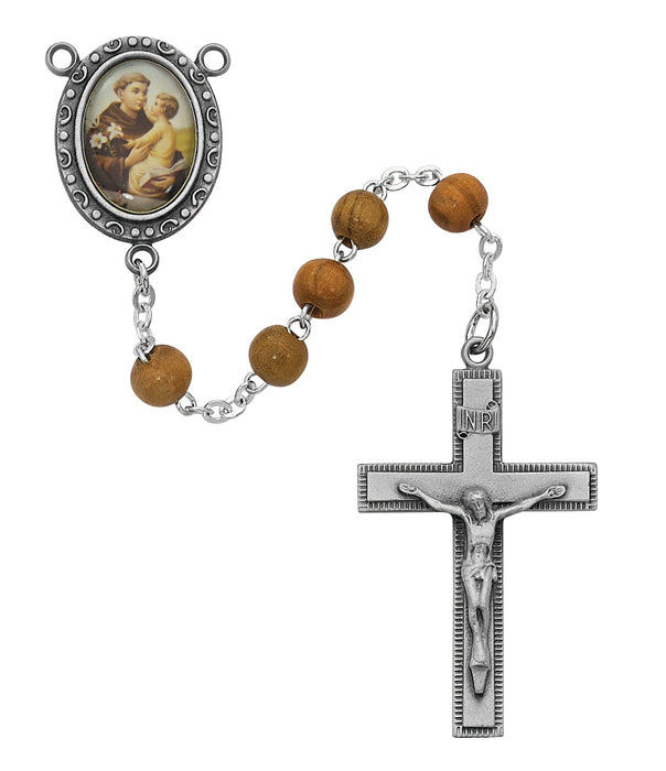 Olive Wood St Anthony Rosary Boxed - R184DF