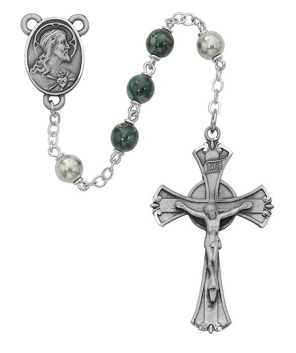 Green and Black Rosary Boxed - 587DF