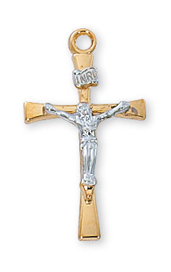 Gold over Sterling Two Tone Crucifix Pendant - JT9119