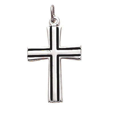 Sterling Silver Cross with Black Boxed - L9230