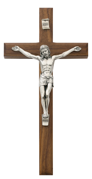 10 in. Walnut Inlay Crucifix Boxed - 80-04