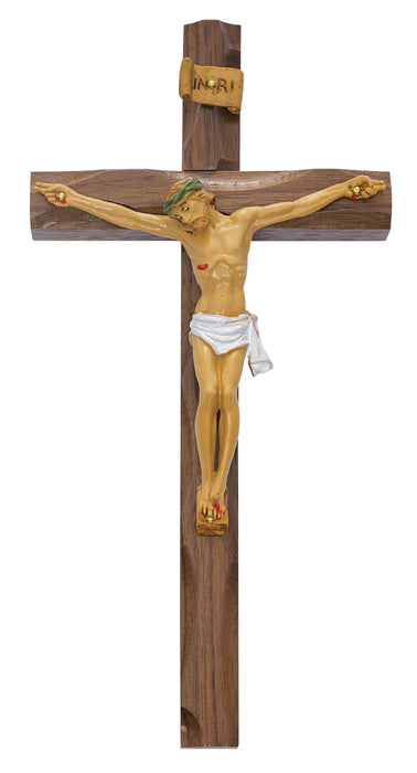 10 in. Walnut Stain Crucifix Boxed - 80-148