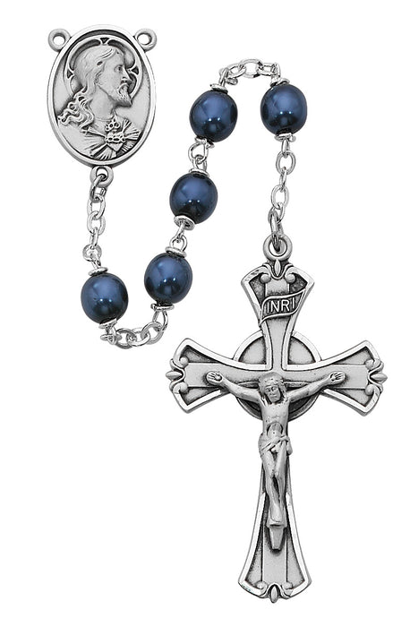 Blue metallic Rosary Boxed - 593DF