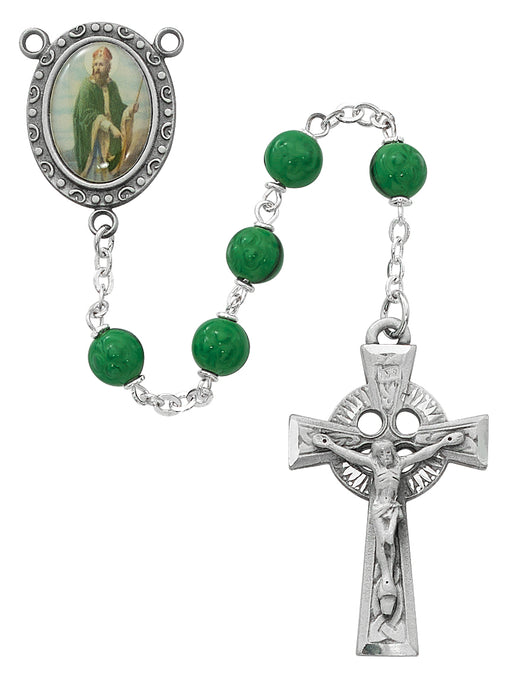 Green Shamrock St Patrick Rosary Boxed - R206DF