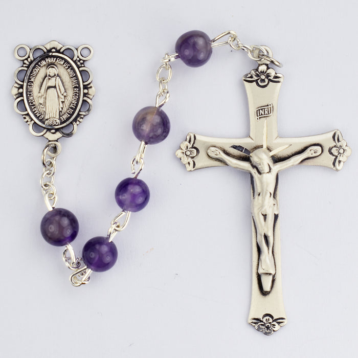 Genuine Amethyst Rosary Boxed - 560ASF