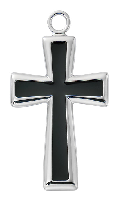 Sterling Silver Cross with Black Boxed - L9260