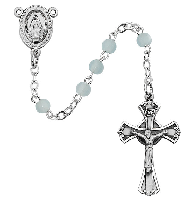 Blue Glass Youth Rosary Boxed - 201L-BLG