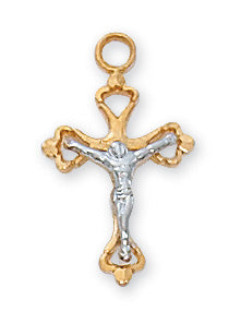 Gold over Sterling Two Tone Crucifix Pendant - JT8017
