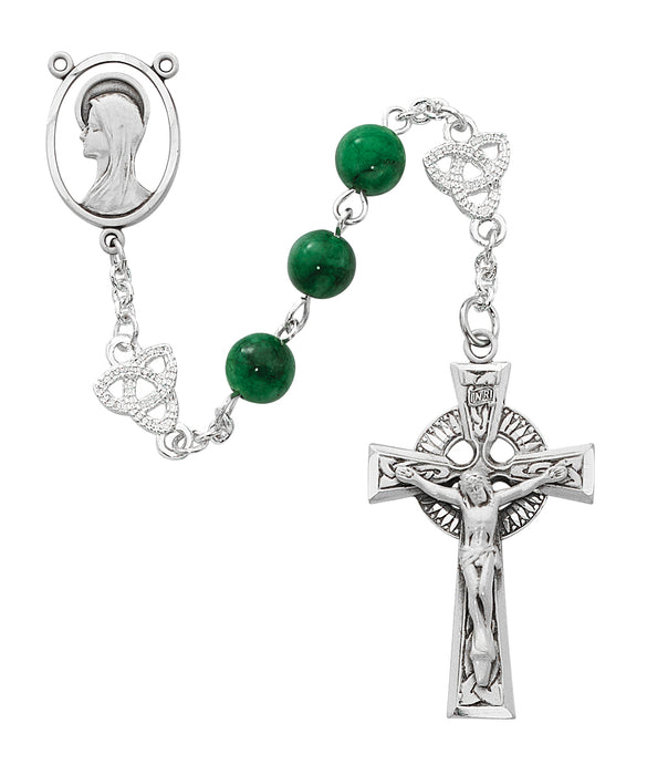 Irish Jade Glass Rosary Boxed - R524LF
