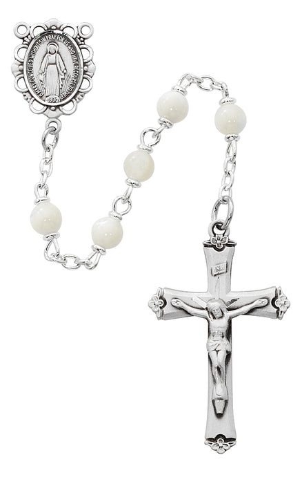 Genuine Mother of Pearl Rosary Boxed - R389LF