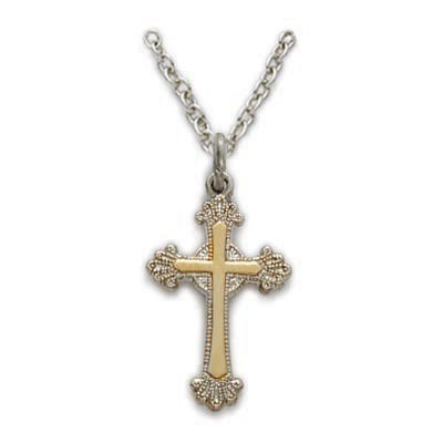 Two-tone Silver with Gold Cross  - L9237