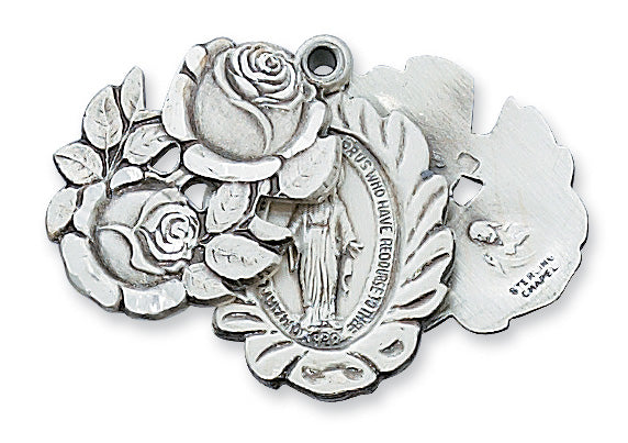 Sterling Silver Miraculous Rosebud Pendant Boxed - LM48