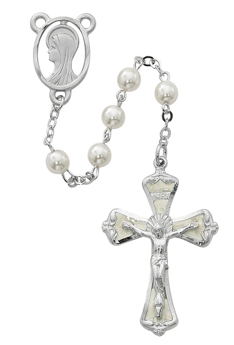 Pearl Madonna Rosary Boxed - R157RF