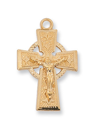 Gold over Sterling Celtic Crucifix Pendant - J8084