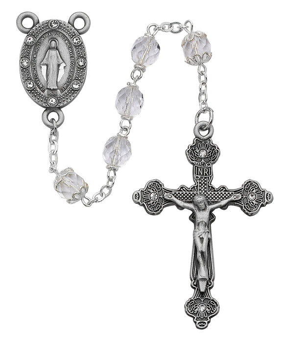 Clear Glass Rosary Boxed - R121DF